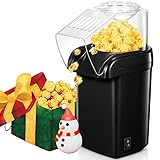 HeißLuft Popcornmaschine,1200W Selbstgemachte Popcorn Maker,Schnelles Popcorn In 2 Minuten,Fett- Und öLfrei,Inkl. MesslöFfel FüR Mais, Kompaktes Design, FüR Heimvideos Und Weihnachtsfeiern, Schwarz