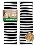 HERBALIND Körnerkissen 50x15 cm 3-Kammer schwarz-weiß Grafik – 720gr Getreide (kbA) & 100% Baumwolle - Natürliches Wärmekissen Mikrowelle & Backofen – Wärmflasche Handmade in Germany (gestreift)