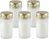 Unbekannt Grablicht Brenner Nr. 3 mit Golddeckel Weiss, Dauerbrenner, 5er Set, Grabkerzen, Tagebrenner