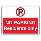 V Safety Hinweisschild 'No Parking Residents Only', Querformat, 400 x 300 mm, RA1, reflektierend, 3 mm Aluminiumverbundstoff
