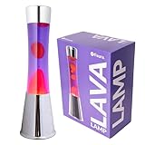 FISURA - Lavalampe rot und lila. Verchromter Silbersockel, lila Flüssigkeit und rote Lava. Lavalampe mit Ersatzbirne. Maße: 11 x 11 x 39,5 Zentimeter.