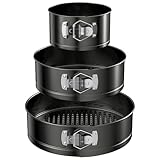 WinGluge 3 Stück Springform, 12/18/22 cm Cake Baking Tin, Runde Backform, Kuchenform Antihaftbeschichtet, Cake Tin Set, Cake Pan Set, Baking Utensils, Removable Base, für Kuchen, Torten