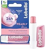 Labello Pearly Shine Lippenpflegestift, Lippenpflege mit schimmerndem Perlglanz für 24h Feuchtigkeit, pflegender Lippenbalsam mit Sheabutter und natürlichen Ölen (4,8 g)