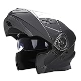 Woljay Klapphelm Integralhelm Rennen Offroad-Helm Motorradhelm (XXL, Matt Schwarz)