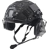 SBNYTBLW Schnelles Helmset, Mit Taktischem Headset Und Helmüberzug, Für Airsoft Paintball Jagd Im Freien/Schwarz/L