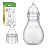haakaa Silikon Nasensauger Baby| Sicherer Nasenreiniger| Easy-Squeeze Nose Bulb Syringe, Baby Nose unblocker, 0m+ Neugeborenes,Kleinkind（1 Ersatzkopf）-Transparent