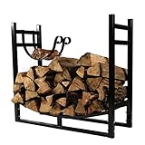 Kaminholz-Staplerständer,Brennholzregal-Organizer,Holzaufbewahrungshalter,Kaminholzständer-Staplerhalter,Metall-Holzhalter (Schwarz,84 X 33 X 76 cm)