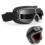 Motorradbrille PU Leder Sonnenbrillen Retro Radbrille Helmbrille Fliegerbrille Herren Crossbrille Motocrossbrille Schutzbrille Motocross Vintage Motorräder Brille für ATV Bike Motocross Schutzbrille