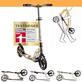 Six Degrees Aluminium Scooter mit Klappmechanismus u. Ständer, 205 mm, höhenverstellbar. GS-geprüft golden Dusk, TESTSIEGER
