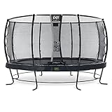 EXIT Toys Elegant Premium Trampolin - ø366cm - Rundes Trampolin Outdoor für Kinder - Sicherer Einstieg - Stabiler und Robuster Rahmen - mit Foot Protection System - Schwarz