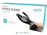 EUROPAPA® 100x Nitrilhandschuhe Box Einweghandschuhe, Einmalhandschuhe, Untersuchungshandschuhe, Nitril Handschuhe, puderfrei, ohne Latex, unsteril, latexfrei, disposible gloves (M, Schwarz)