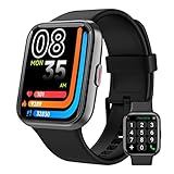 RERE ASW2 Smartwatch (Annehmen/Tätigen), Alexa Built-in, 4.3 cm Fitness Tracker mit 60 Sportmodi, Herzfrequenz, Blutsauerstoff, Schlafmonitor, für Android und iOS, IP68 Wasserdicht, Schwarz