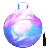 INPODAK Hüpfball für Kinder, Sprungball 45 cm, Kinder Hüpf Ball 3 4 5 6 Jahre,18' Hopper Ball, Trichterball mit Griff Lila Blau Wolke