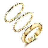 Diamday 14K Gold Gefüllte Ringe für Frauen Mädchen Stacking Ringe Stapelbar Dünne Gold Ringe Einfach Schlicht Pinky Daumen Aussage Band Ring Komfort Fit 3Pcs 1mm 3mm