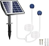 FLOWood Solar Teichbelüfter, 54 l/h Luft, 2.5W Solarmodul Sauerstoffpumpe für Teich mit 2200mAh Akku, 2 in 1 Luftpumpe Aquarium Oxygenator mit Sauerstoffrohr und Luftblasenstein für Teich Pool