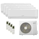 Green Electric Plus Klimaanlage Quadri Split 9000+9000+9000+18000 BTU, Wi-Fi R32, Energieeffizienz A++/A+, 4 Innengeräte und 1 Außengerät, mit Fernbedienung, Geringer Stromverbrauch