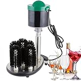 ZMJGLL Elektrische Gläserspülmaschine mit 5 Bürsten 600 Tassen/h, Weingut-Weinglasreinigungsmaschine, 360 ° Reinigung, Auslaufsicherung, für Bars und Cafés