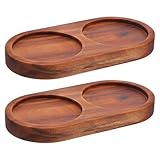 Hoement 2 Stück 2 Stück Pfeffermühlenhalter aus Akazienholz Rutschfeste Halterung für Salz und Pfeffermühlen Küchenorganizer mit Geräuschdämpfung Ablage für Gewürzflaschen Esstisch und