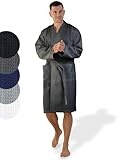 SIEGENTHAL® Herren Bademantel Waffelpique 100% Baumwolle mit Schalkragen Leicht Morgenmantel - Dunkelgrau XL -XXL