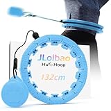 JLoibao Smart Hula Hoop Reifen Erwachsene Zum Abnehmen, 24-Stufiger Infinity Hula-Hoop (77-132cm) Mit Gewich Kugel, Einstellbar Fitness Leise Abnehmen Ausrüstung, für Anfänger und Kinder (Blau)