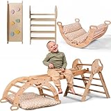 Goodevas 5-in-1 Montessori Klettergerüst Set: Indoor Kletterdreieck, Kletterbogen mit Kissen, und Rutsche für Kinder, Indoor Spielplatz 1-3 Jahre