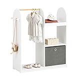 SoBuy KMB40-W Kindergarderobe mit 3 Haken Kleiderschrank Kinder Kinderregal mit Boxen Garderobe Kinder Kinderzimmer möbel Kleiderständer Regal Standgarderobe für Kinder BHT ca. 97x108x35cm