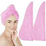 2 Stück rosa Mikrofaser-Haarhandtuch für langes Haar | Haarwickel Handtuch Wrap | Mikrofaser-Handtuch Haarturban für nasses Haar Turban Handtuch | Lockiges Haar Handtuch Mikrofaser Handtuch für Haar