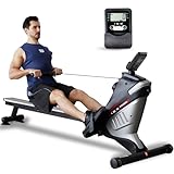 ISE Rudergerät für Zuhause&Rudermaschine, Rudergerät Klappbar mit 8 Widerstandsstufen, Ergometer Rudern, Rudergeräte für Zu Hause Faltbar/Ergonomie/Aerobic-Übungen/Glatte Gleitschienen/LCD-Bildschirm