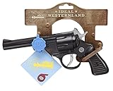 J.G.Schrödel 4019151 Junior: Spielzeugpistole für Zündplättchen, Ideal für das Cowboy- oder Polizeikostüm, 100 Schuss, 21 cm, schwarz (401 9151)