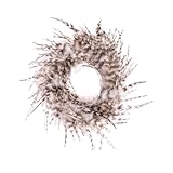 GLOREX 6 3821 300 - Dekokranz aus Hahnenfedern, ca. Ø 18 cm großer Federkranz, geeignet als Tisch-, Wand- oder Türschmuck