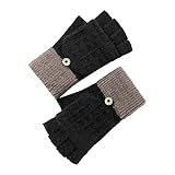 Handschuhe Fäustlinge Strickhandschuhe verdickt und samt Bildschirm Radfahren kältefest Plüsch Paar warme Wollhandschuhe Damen Handschuhe Fäustlinge (Schwarz, Einheitsgröße)
