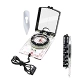 Hiking Compass, Mirror Navigation Tool, Waterproof Precision Design, Sturdy Outdoor Gear, Camping and Backpacking Accessory, for Fishing, Diving, Survival Use, 4.53x2.56x0.98 inches