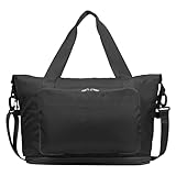 Yomisee Reisetasche Damen Weekender Bag Handgepäck Tasche Sporttasche Travel Duffle Bag Kliniktasche Geburt Fitnesstasche Trainingstasche für Flugzeug Reisen (Schwarz)