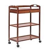 asdchZen Küchenwagen, Rollwagen, Aufbewahrungswagen, Beweglicher Esswagen Aus Holz, Mehrlagiger Teewagen, Beistellwagen Für Das Wohnzimmer, Rollwagen, Servierwagen, B, 59 X 33 X 81 cm