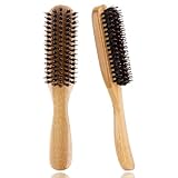 WhaleO Wildschweinborsten Bürste Bartbürste Männer Sleek Bun Bürste Haarbürste Wildschweinborsten Sleek Bürste Naturhaarbürste Bartbürste Wildschweinborsten Naturborsten Bürste für Haare und Bärte,1PC