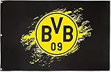 BVB Borussia Dortmund Flagge 150 x 100 cm, Hissfahne schwarzgelb mit Emblem