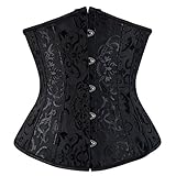 Sxybox Damen Satin Lace Up Korsett Unterbrust Waist Trainer Corsage Bustiers Shapewear,Schwarz,M