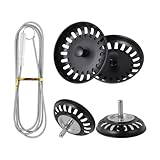 2 Stück Siebkörbchen Abflussstopfen, Spülbecken Siebkörbchen mit Abflussreinigungsbürste, Küchenspüle Sieb, Edelstahl Spülbecken Sieb Stopper, Universal Küche Spüle Abflussstopfen für Reste Sammeln