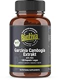 Garcinia Cambogia Extrakt Bio hochdosiert 120 Kapseln - 2 Monatsdosis - vegan - Malabar Tamarinde - hergestellt und kontrolliert in Deutschland - Biotiva