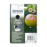 Epson 235M161 Original T1291 Apfel Tinte (SX420W BX320FW SX620FW BX/SX525WD BX625FWD BX305FW B42WD BX925FWD BX635FWD BX535WD SX435/440W BX630FW SX235W WF7015 7515 7525 3010 3520 3540) schwarz, 11,2ml