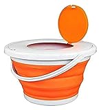 SMBAOFUL Ecoodisk Tragbarer Falteimer, faltbar, für Tourismus, Outdoor, Falteimer mit Deckel, Angeln, Camping, Autowascheimer, Outdoor, Camping, Orange, 5 l, tragbar (Farbe: Orange) (Orange) (Farbe: