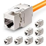 VCELINK 8x CAT7 Keystone RJ45 Modul Buchse, für LAN Kabel 10 Gbit/s bis 600 MHz AWG 22-24 & PoE, Werkzeuglos LSA, Vollgeschirmt Einbaubuchse für Patchpanel und Netzwerkdose