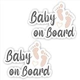2x Baby on Board Auto-Aufkleber je 12x9cm an Bord in Auto Folie Sticker Kids Kinder lustig süß 2 Fußabdruck Fuß Tuning Decal