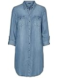VERO MODA Damen VMSILLA LS Short Dress LT BL NOOS GA Kleid, Light Blue Denim, 42 (Herstellergröße: XL)