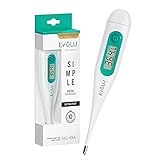 Evolu Wasserfestes Digitalthermometer - Temperaturmessung in Mund, Rektal oder Achsel in 10 Sek fur Babys, Kinder, Erwachsene - hohe Präzision bei 0,1°C - leicht lesbares Display Aufbewahrungsbox