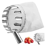 Apfelpflücker, mit Baumwollbeutel, Leichtmetall-Fruchtpflücker, Flexible Pflückhilfe, Durchmesser 15 cm, Beuteltiefe 20 cm, Für Freiland-Garten, Obstplantagen, Bauernhöfe