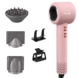 Nexoora Ionen Haartrockner, 110.000 U/min Hochgeschwindigkeits-Bürstenloser Motor, Leises Schnelles Trocknen 22m/s, 1600W Föhn mit Diffusor, für Salon Zuhause Reise (Pink)