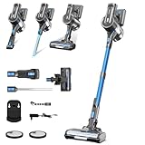 Grenintol Akku Staubsauger 45000Pa/350W/60Min, 1,2L Staubsauger Kabellos mit Anti-Tangle-Bürste, Selbststehend, Wandladestation,5-Schicht-Filtration, Ultraleise, für Tierhaare/Teppiche/Hartböden/Auto