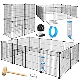 KESSER® Freigehege Gittergehege für Kaninchen aus Metallgitter XXL Kleintiergehege Meerschweinchen Gehege Freilauf, Kleintierkäfig Laufgitter Hasenstall für Innen/draußen, inkl. Komplettset & Flasche