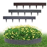 FIVMEN Rasenkante Beeteinfassung Kunststoff Beetumrandung Beetbegrenzung Mähkante Rattan-Optik Flexible Gartenpalisade Rasenkantenband 10cm hoch - 10M 10 Stück, Grau